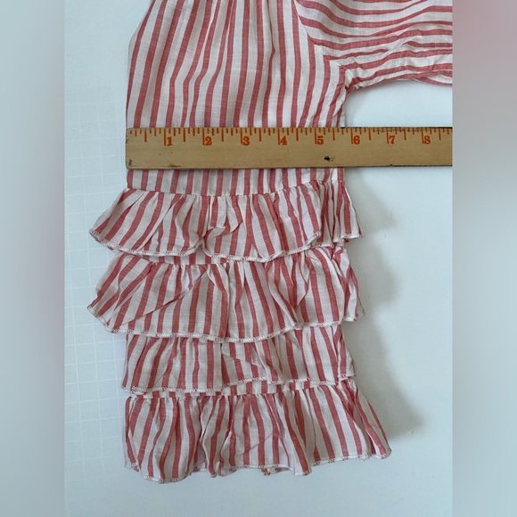 GB Girl Red Pink Stripe Ruffle Sleeve Tunic Dress with Elastic Neckline size M - Picture 5 of 10
